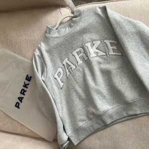 SOLD OUT PARKE VARSITY MOCKNECK- HEATHER GRAY+WHITE (S/M)